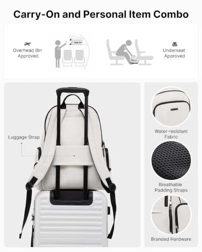 LONG VACATION Luggage Sets, 3 Piece, 20 Inch Carry On Hardshell Suitcase - color: White, size: 3 Piece Set (20in/BP/TB)