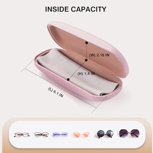 Marvolia Glasses Case Hard Shell - PU Leather Eyeglass Cases Eyeglasses Case for Sunglasses Eye Glasses Cases - color: Pink, size: Standard