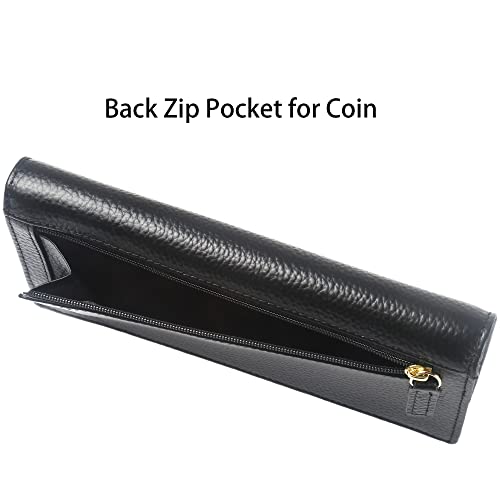 Lavemi Ultra Slim Thin Leather Women Wallet RFID Blocking Credit Card Holder Bifold Long Ladies Billfold - color: 2- Black