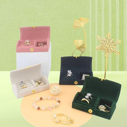 Small Jewelry Box, Mini Travel Jewelry Case Grey Velvet - color: Mini - Grey
