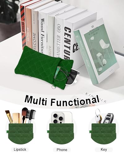 RayLove Double Glasses Case with Carrying Strap and Cleaning Cloth - color: Grass Green