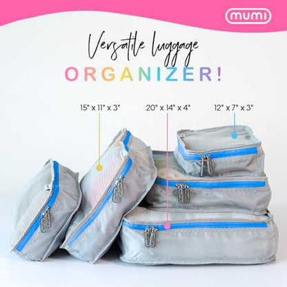MUMI Packing Cubes Set of 5 - Mesh-Top Luggage Organizers, Black - color: black