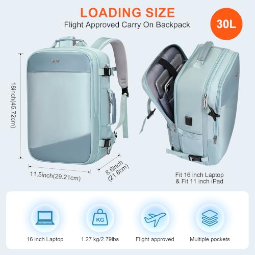 PIJUSHI Travel Backpack 3-In-1 Carry On Luggage Backpack Fits 16" Laptop