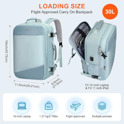 PIJUSHI Travel Backpack 3-In-1 Carry On Luggage Backpack Fits 16" Laptop