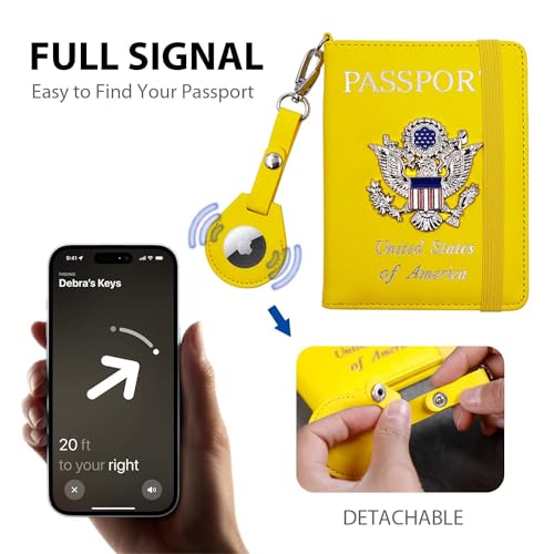 Passport Holder for Travel,Passport Cover Case with RFID (yellow) - color: yellow