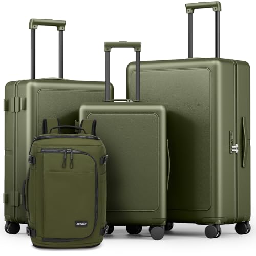 Joyway 4-Piece Hardside Luggage Set with Backpack, 20 24 28 Inch, Green - color: Green, size: 4-Piece Set (20/24/28/BP)