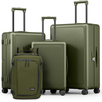 Joyway 4-Piece Hardside Luggage Set with Backpack, 20 24 28 Inch, Green - color: Green, size: 4-Piece Set (20/24/28/BP)