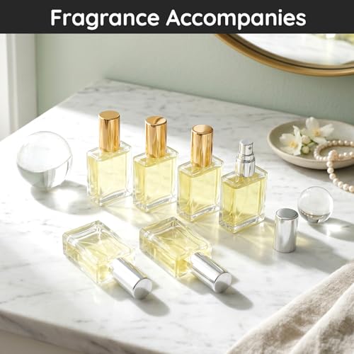 Segbeauty 0.5oz 20pcs Bulk Glass Spray Bottles for Travel, Golden Silver Cap Perfume Refiilable Bottles Empty, 15ml Fine Mist Travel Cologne Atomizer Fragrance Bottle, Mini Portable Liquid Sprayer - color: Clear-Golden+Silver, style: 0.5oz 20pcs