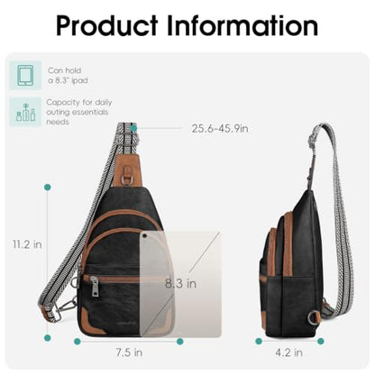HomemeDiary Anti Theft Sling Bag for Women, RFID PU Leather Crossbody Purse - color: Black & Brown