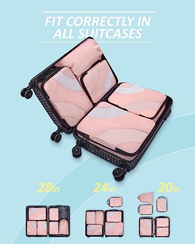 BAGSMART Compression Packing Cubes for Travel - color: Baby Pink 6pcs, size: Set of 6