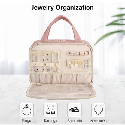 Hanke Hanging Travel Toiletry Bag for Women, Jewelry and Makeup Organizer - color: Pink