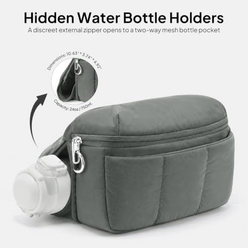 TOPEAST Waist Pack 3.5L Fanny Packs with Water Bottle Holder - color: Gray