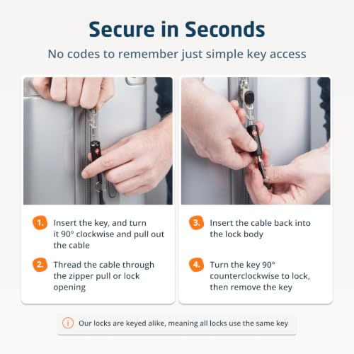 TravelMore TSA Approved Locks for Luggage with Keys, Secure Travel Locks - color: 2 Pack - Black