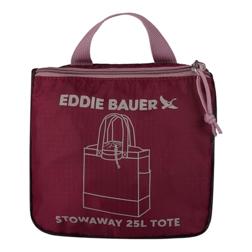 Eddie Bauer Stowaway Packable Tote Bag - color: Port Red
