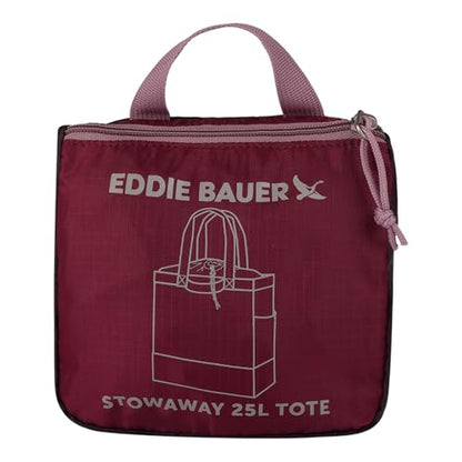 Eddie Bauer Stowaway Packable Tote Bag - color: Port Red