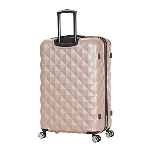 Kenneth Cole REACTION Diamond Tower Collection Lightweight Hardside Expandable 8-Wheel Spinner Travel Luggage, Rose Gold, 28-Inch Checked - color: Rose Champagne, size: 28-Inch Checked