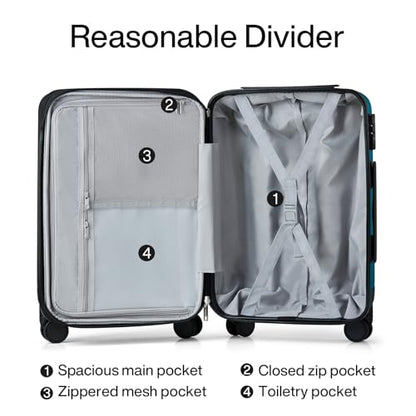 Hanke 20 Inch Expandable Carry on Luggage 22x14x9 Airline Approved - color: Caribbean Blue, size: 20 Inch EXT