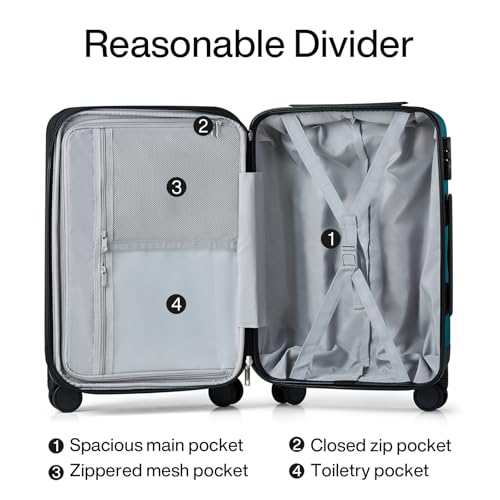 Hanke 24 Inch Expandable Medium Checked Luggage with 8 Spinner Wheels - color: Caribbean Blue, size: 24 Inch EXT