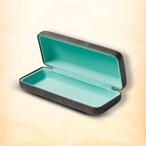 Premium Curved Rectangular Glasses Case, Hard Shell PU Leather Eyewear Holder. Magnetic Closure. - color: Charcoal Mist