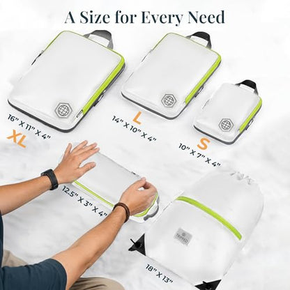 TRIPPED Travel Gear Extra Large Compression Packing Cubes 6-Piece Set - color: White