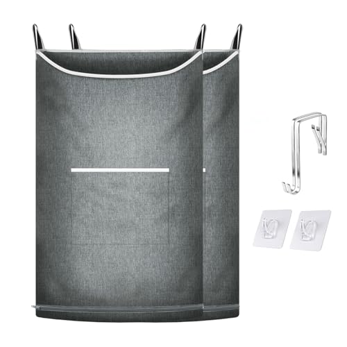 2Pcs XL Hanging Laundry Hamper,Over the Door Hamper Bag for Bathroom, Home. - color: Mid Heather Grey, size: 2PC-XL