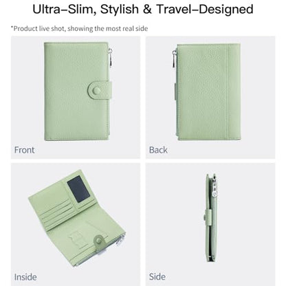Genuine Leather RFID Blocking Passport Holder Wallet, Multi-Functional Travel Document Organizer with Zipper Pocket, Includes SIM Card Ejector Pin (Blue) - color: Blue