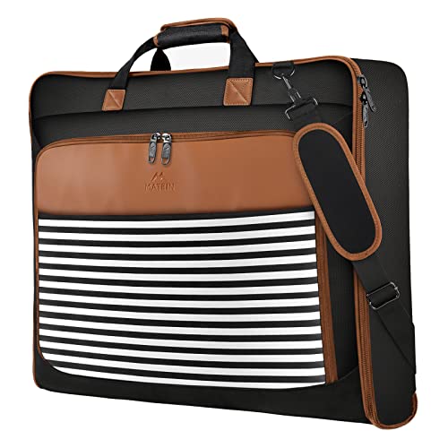 MATEIN Suit Carry On Garment Bag for Travel, Suit Bag with Adjustable Strap - color: Black Stripe