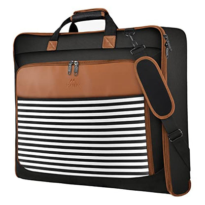 MATEIN Suit Carry On Garment Bag for Travel, Suit Bag with Adjustable Strap - color: Black Stripe