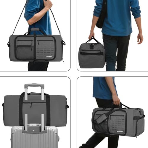 Goloni 80L Foldable Duffle Bag for Travel, Large Durable Travel Duffel Bag - color: Grey, size: 80L