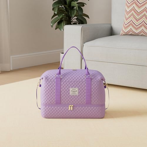 LOVEVOOK Travel Duffle Bag,Weekender Bags for Women with Shoe Compartment - color: Purple-a, size: Large-2 Pcs