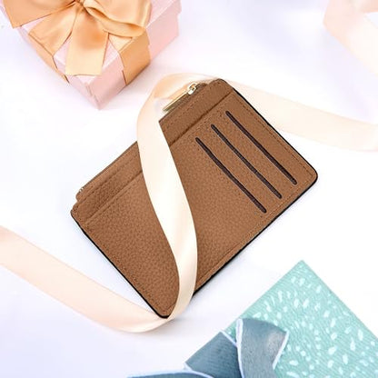 Tipmile Womens Credit Card Holder Wallet, Small Slim RFID Blocking Sleeve - color: Brown
