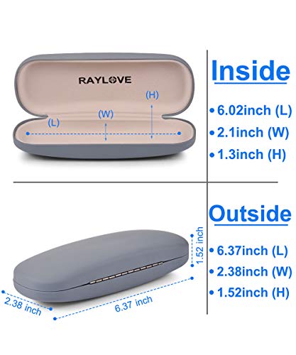 RayLove Unisex Hard Shell Eyeglasses Cases, Protective Case For Glasses - color: Grey