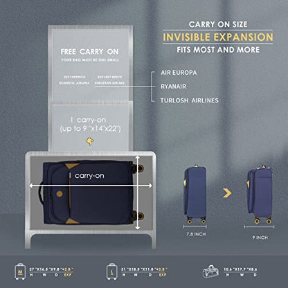Verage Cambridge Lightweight Luggage Softside Expandable Spinner Wheel Suitcase (Navy, 2-Piece Set(20/29)) - color: Navy, size: 2-Piece Set (20/29)