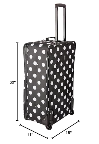 Rockland Vara Softside 3-Piece Upright Luggage Set, Expandable,Black dot, (20/22/28) - color: Black Dot