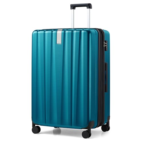 Hanke 29 Inch Expandable Large Checked Luggage with 8 Spinner Wheels - color: Caribbean Blue, size: 29 Inch EXT