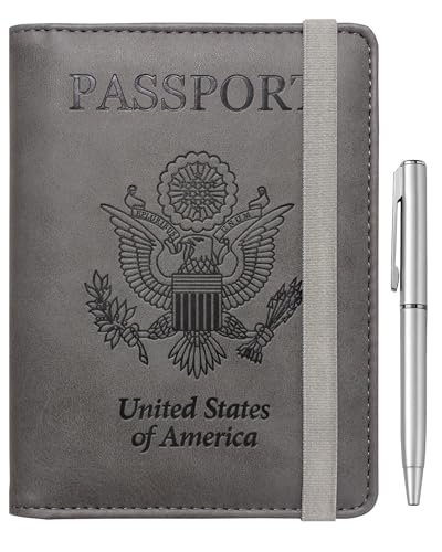 WALNEW Passport Holder for Travel, RFID Passport Wallet, Travel Essentials - color: A-Gray
