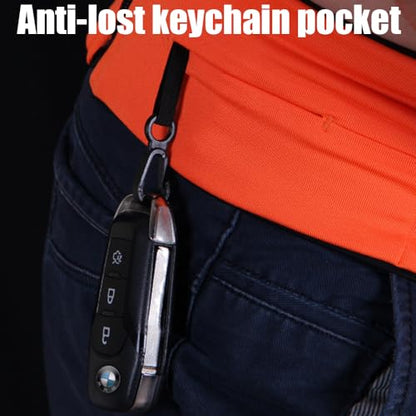 AnsrJ Slim Running Belt,Pockets with Zippers,Waist Pack for Phone Holder. - color: Blue, size: X-Large