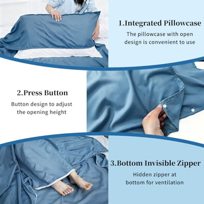 Sleeping Bag Liner, Compact Travel Sheets for Hotel Hostel - color: Mystic Blue, size: 82.7" X 63"