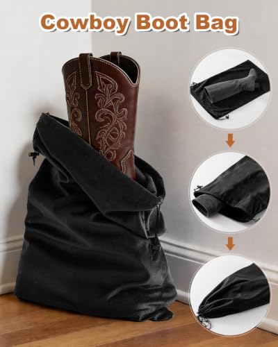 2 Pcs Shoe Bags for Travel, Large Boot Bag, Black Beauty, 21.2x13.3 Inch - color: Black Beauty, size: 21.2"x13.3"