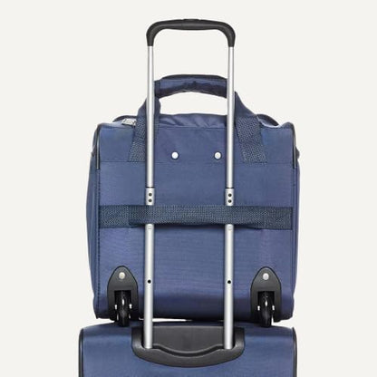 Amazon Basics Underseat Carry-On Luggage with Wheels and Handle, 14" Rolling Travel Bag, Fits Overhead Bins, Organized Compartments, Navy - color: Navy