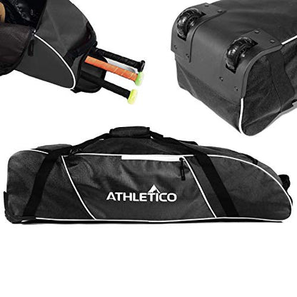 Athletico Rolling Baseball Bag Black