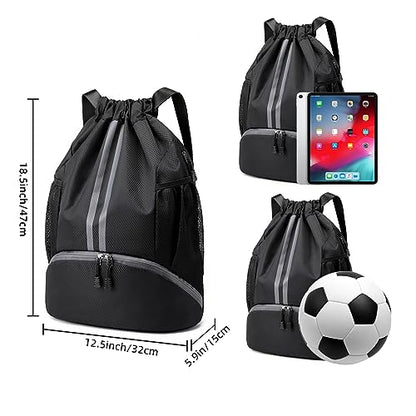 Valleycomfy Sports Drawstring Backpack - Water Resistant String Bag Black - color: A-black