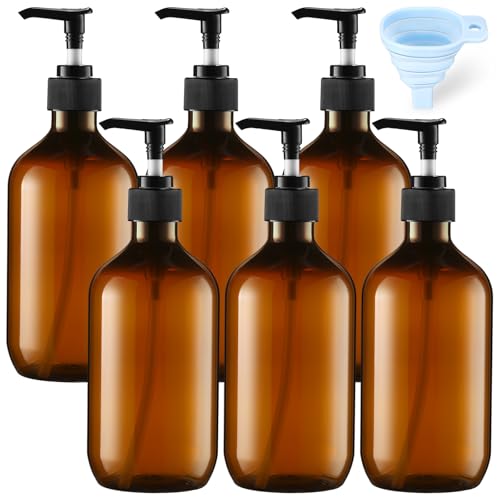 Sliner 6 Pcs Shampoo and Conditioner Dispenser Bottles Refillable, Amber - color: Amber