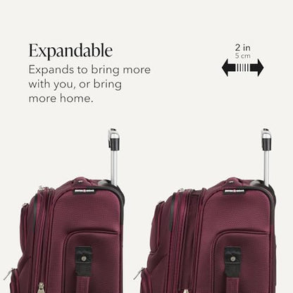 SwissGear Sion Softside Expandable Spinner Luggage Durable Lightweight Travel Suitcase, Merlot, 2-Piece Set (Carry-On/Large) - color: Merlot, size: 2-Piece Set (Carry-On/Large)