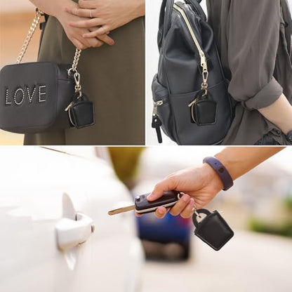 KUKUVR Travel Jewelry Ring Holder Box with Keychain (Black) - color: Black