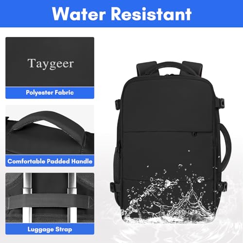 Taygeer Travel Laptop Backpack for Men, Airplane Approved Travel Backpack - color: Black, size: Large