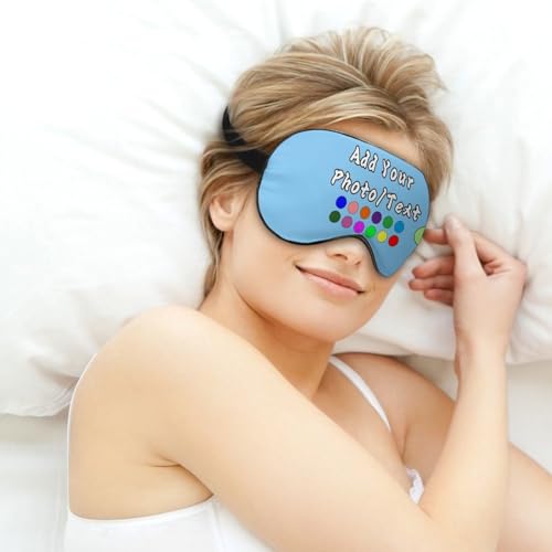 Custom Eye Mask for Men Women Personalized Sleep Mask Add Your Photo Text Logo Adjustable Strap Eyeshade for Sleeping Travel Work, LightSkyBlue - color: Lightskyblue