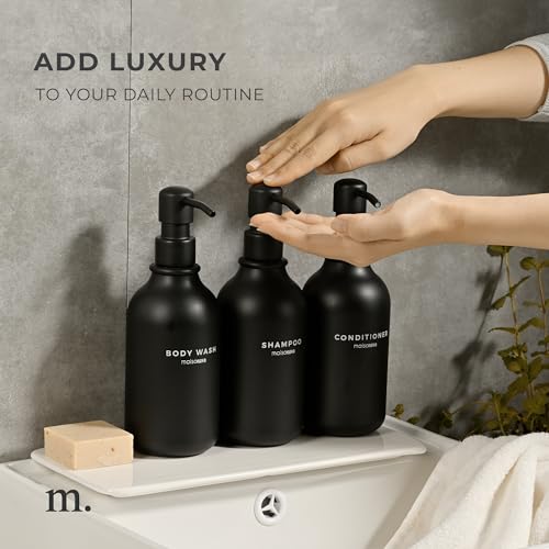 MaisoNovo Refillable Shampoo and Conditioner Bottles| Black Set of 3 - color: Black