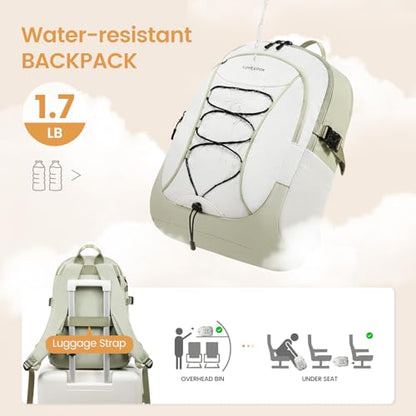 LOVEVOOK Mens Backpack with Giant Tumbler Holder Pocket,15.6 Inch Everyday Laptop Backpack Commuter Travel Work Computer Bag for Women,Casual Hiking College Teacher Back Pack Daypack,White-Bean Green - color: White - Bean Green(drawstring)