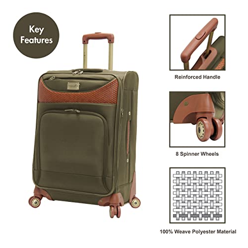 Pathfinder 24 Inch Luggage with Spinner Wheels Softside Expandable Medium Suitcase - color: Olive, size: 24-Inch Suitcase
